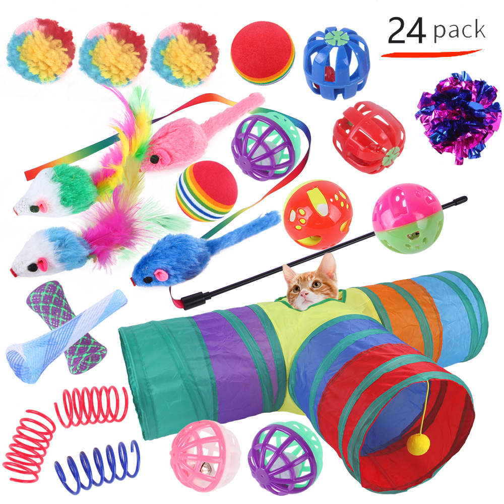 24 Packs Cat Tunnel Toys Set