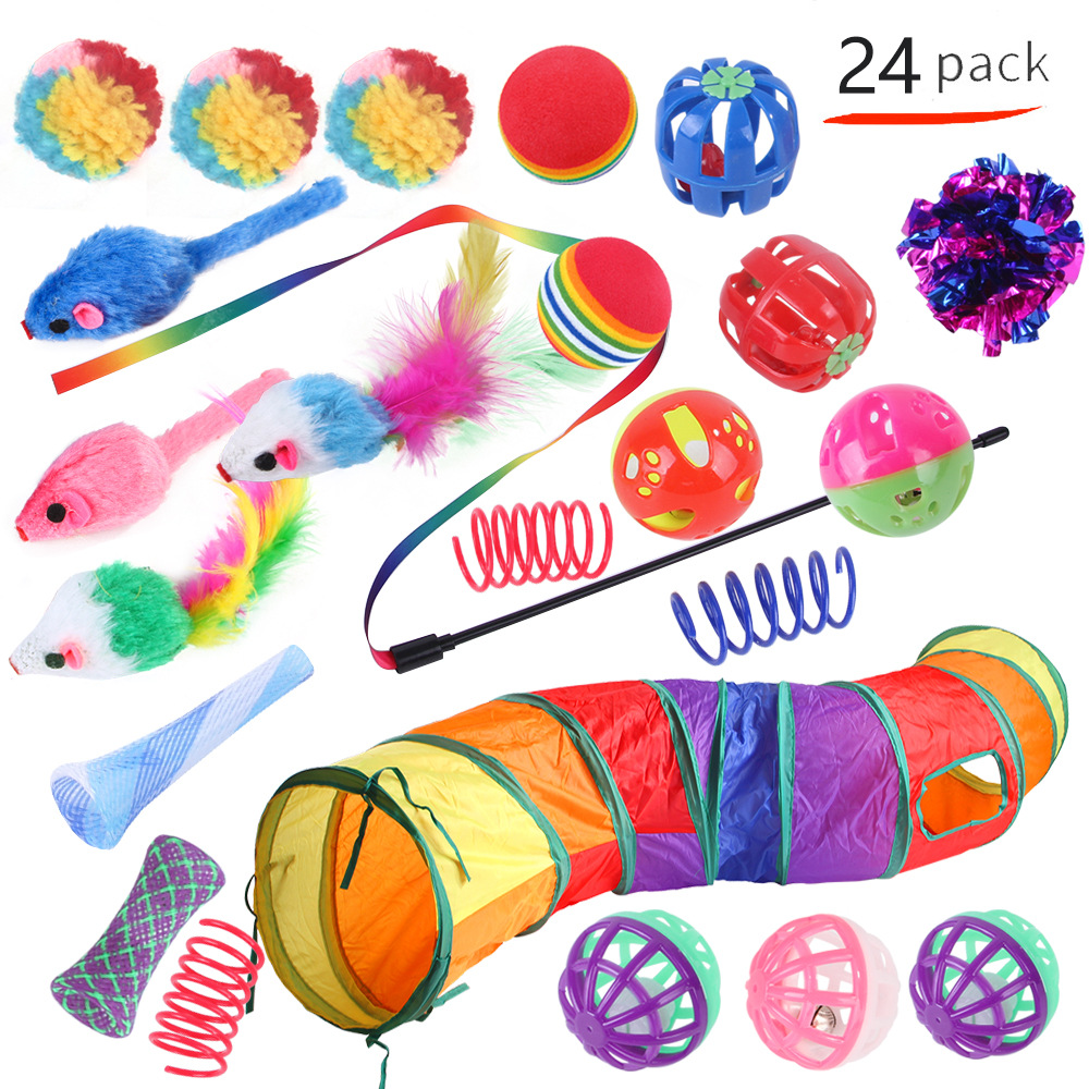 24 Packs Cat Tunnel Toys Set