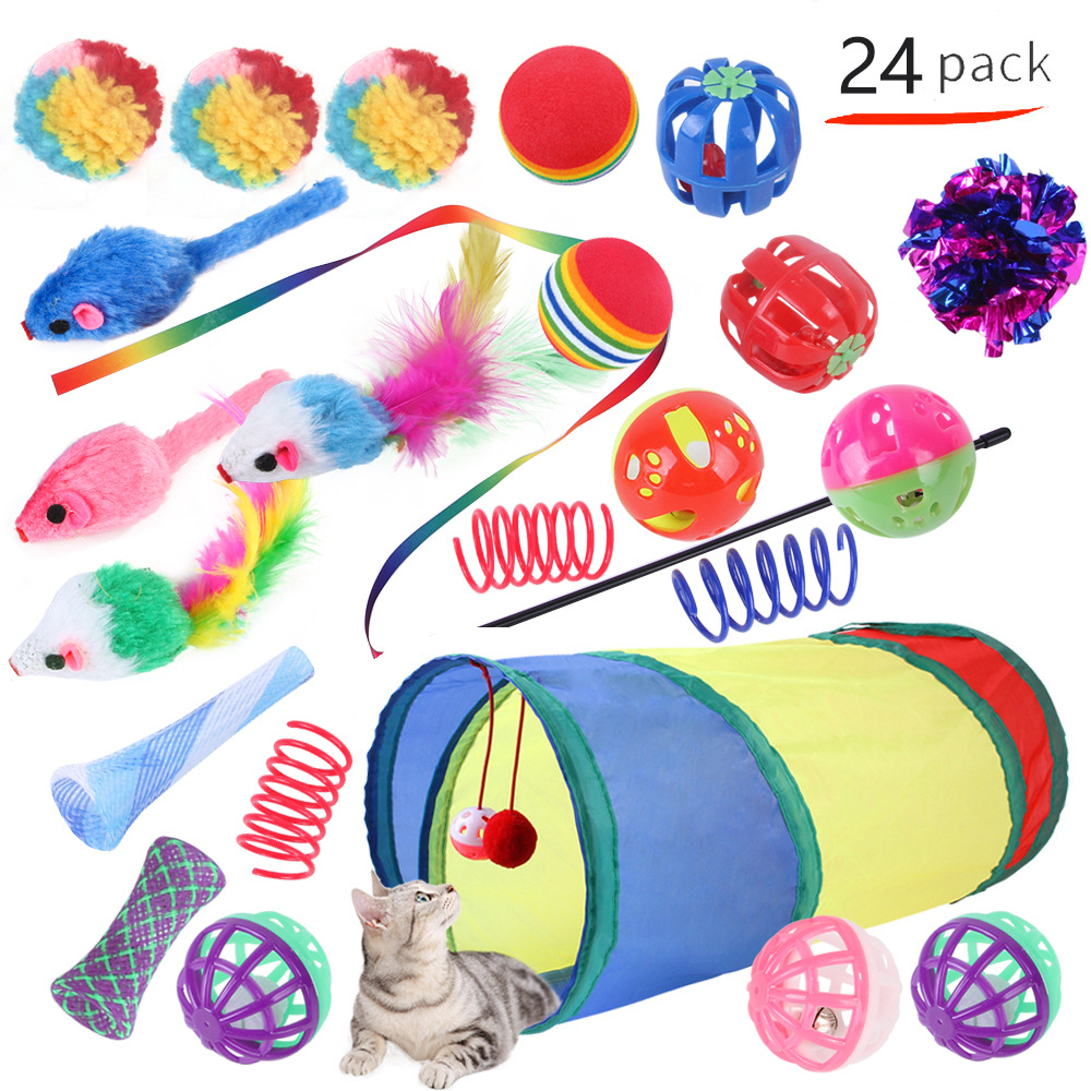 24 Packs Cat Tunnel Toys Set