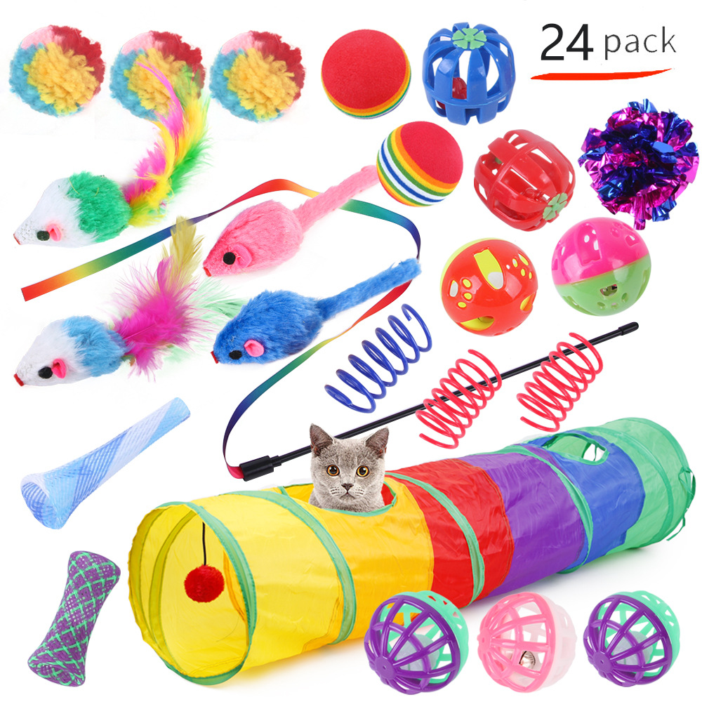24 Packs Cat Tunnel Toys Set