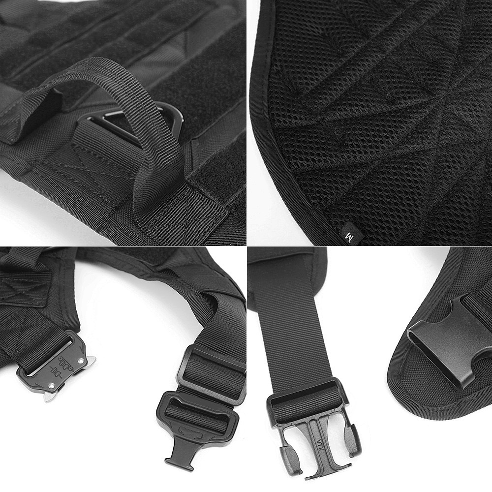 Black Tactical Dog Harness with Leash