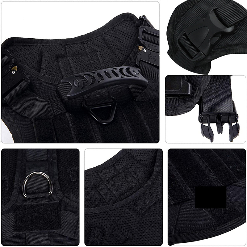 Black Tactical Dog Harness with Leash