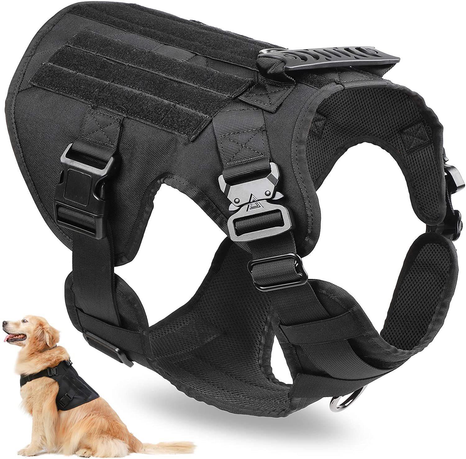 Black Tactical Dog Harness with Leash