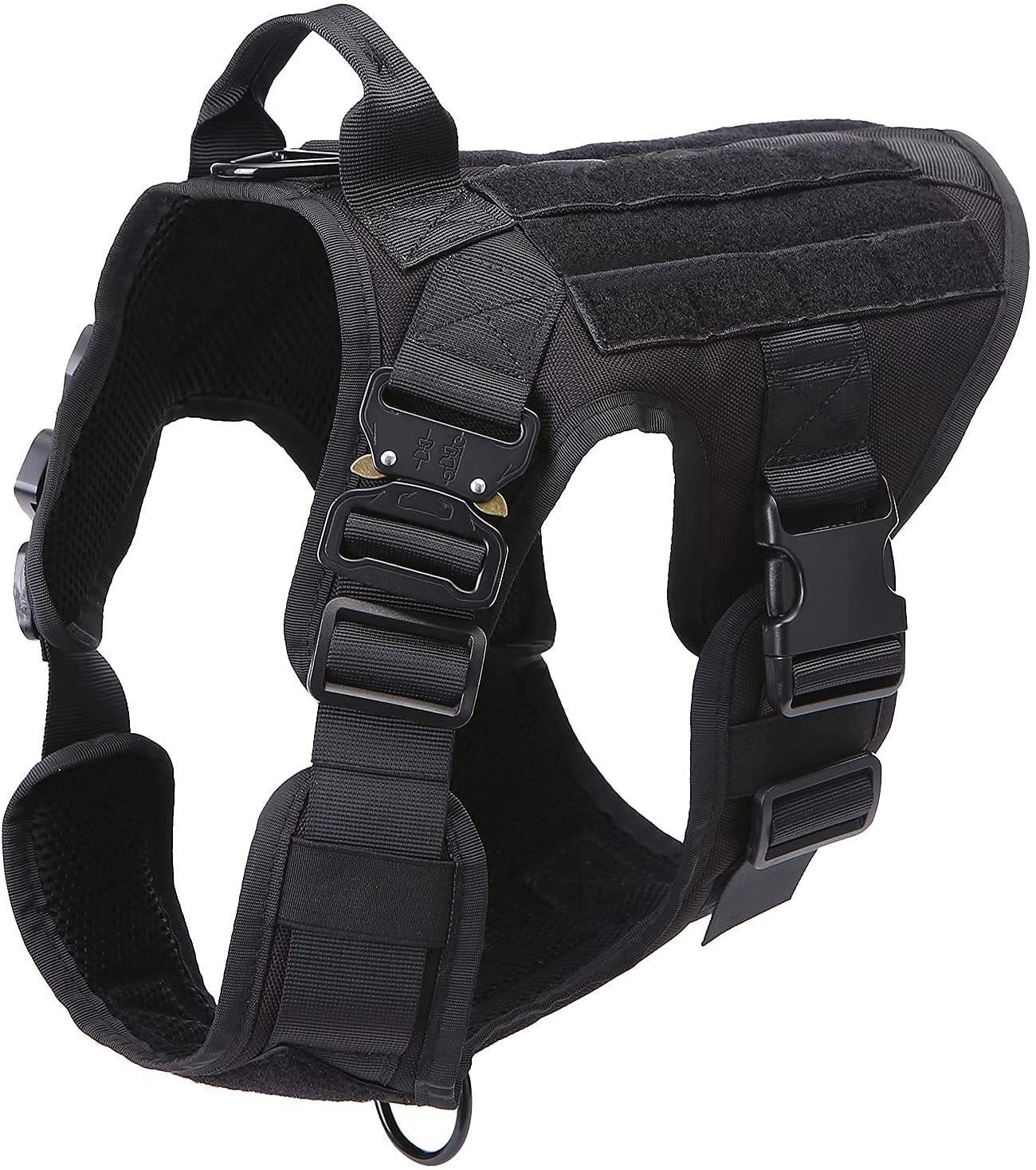 Black Tactical Dog Harness with Leash