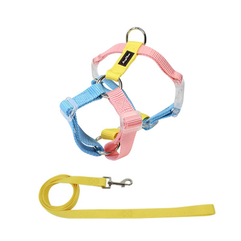 Contrast Color Pet Harness Leash Set