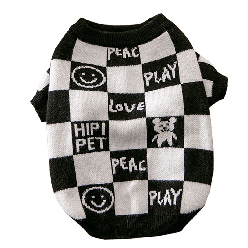 Black and White Plaid Pet Clothes