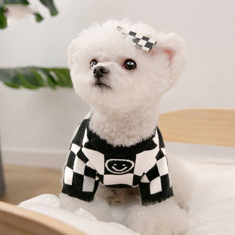 Black and White Plaid Pet Clothes