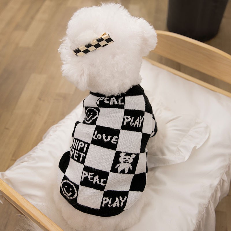 Black and White Plaid Pet Clothes
