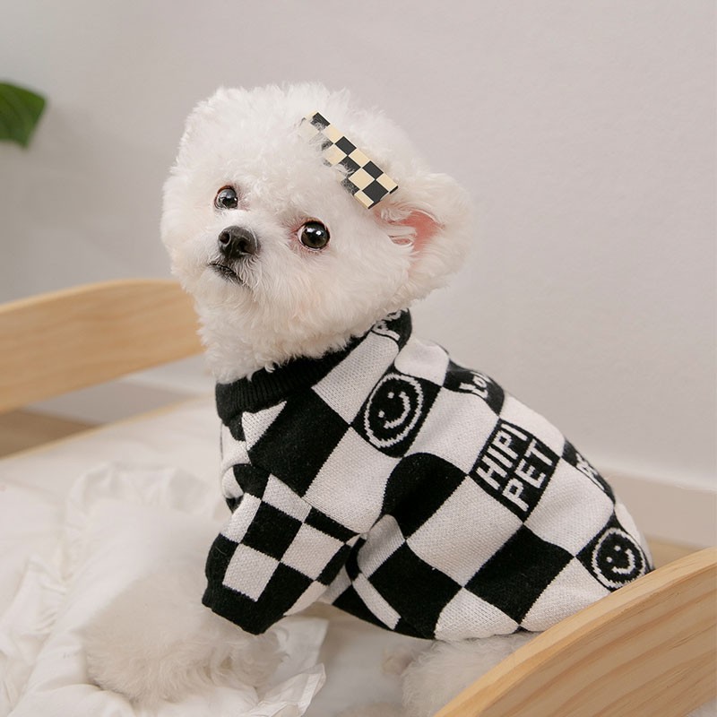 Black and White Plaid Pet Clothes