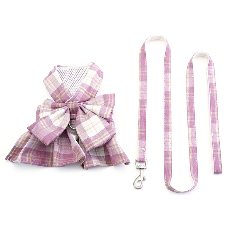 JK Dress Style Plaid Pet Dog Harness Lea