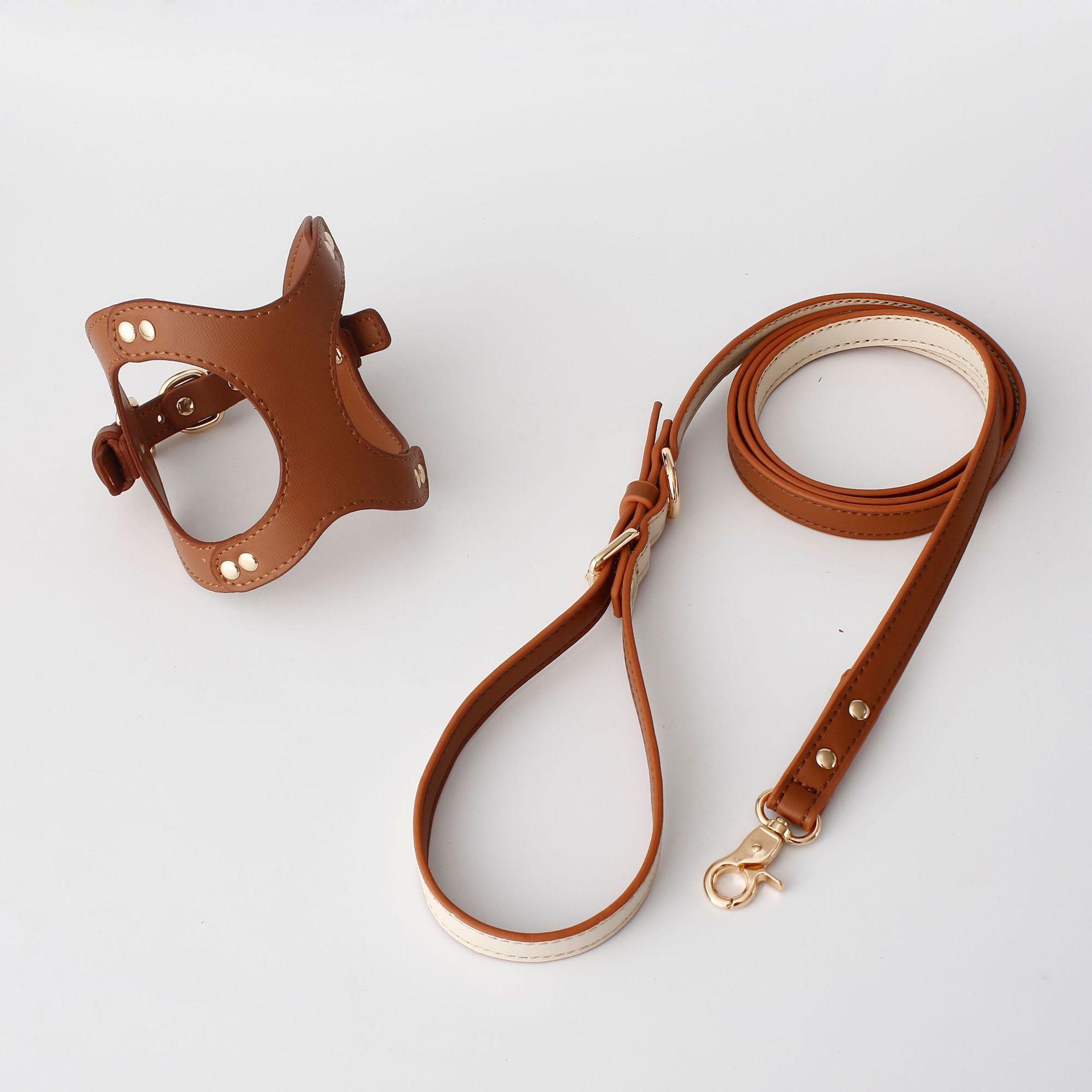 Leather Pet Dog Harness and Leash Set