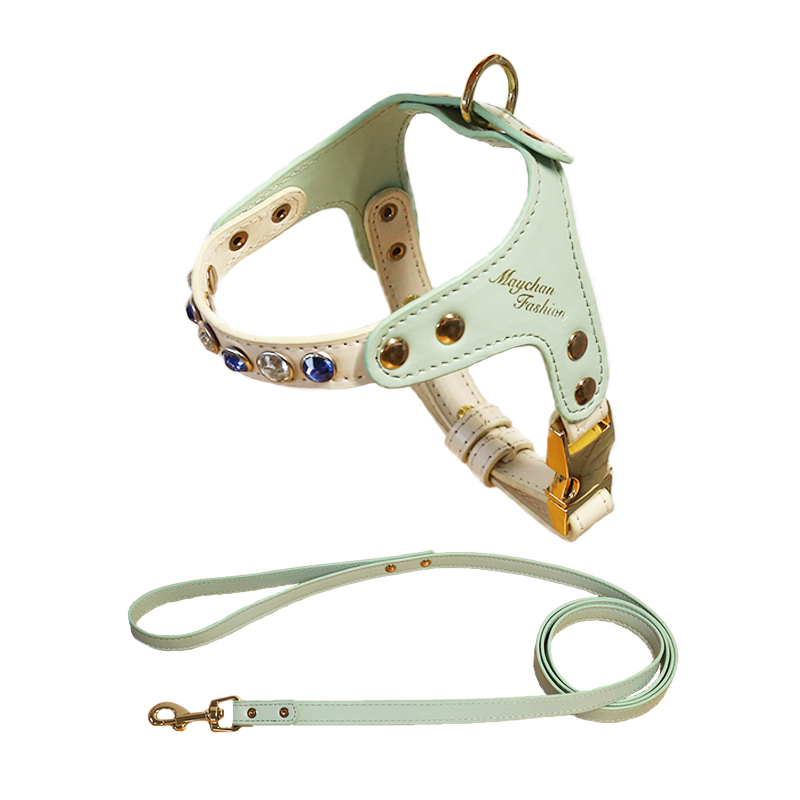 Escape-proof PU Leather Cat Harness Leash Set