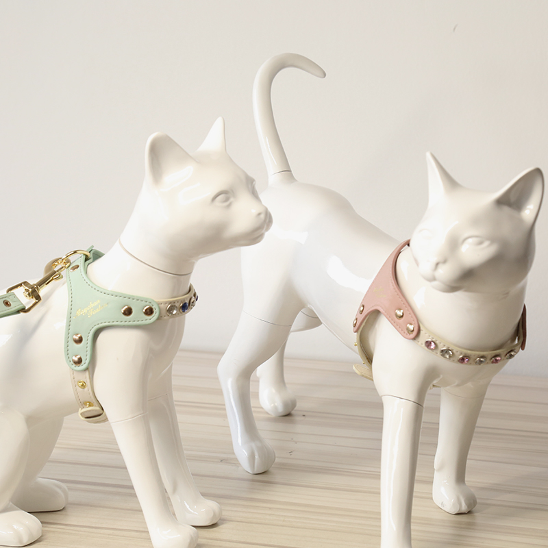 Escape-proof PU Leather Cat Harness Leash Set